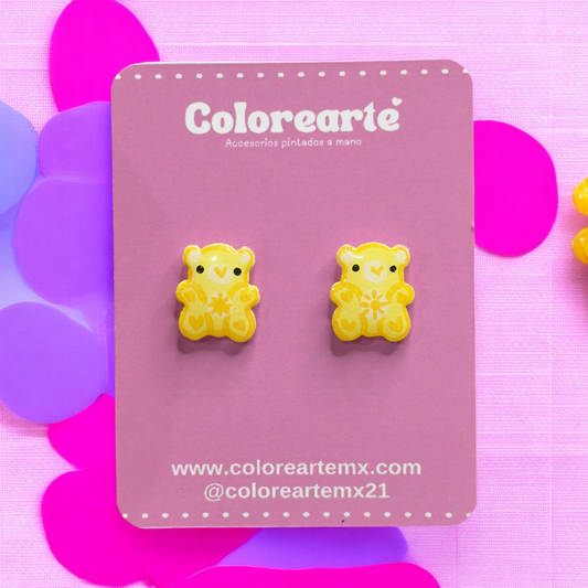 Aretes cortos - Osito amarillo