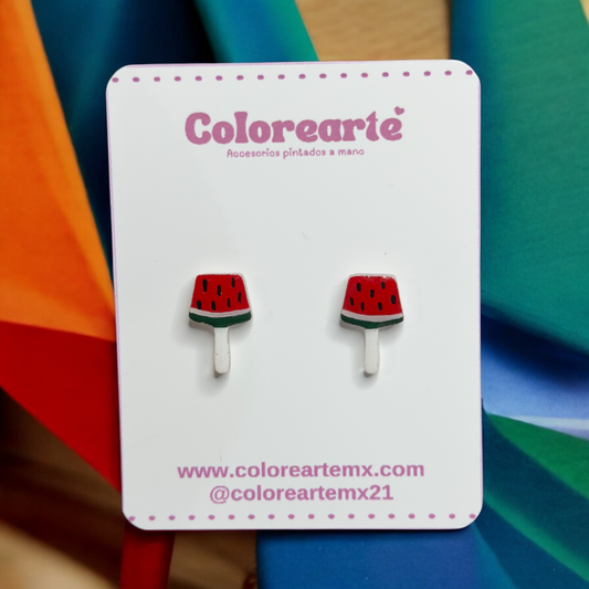 Aretes cortos - Paleta sandía