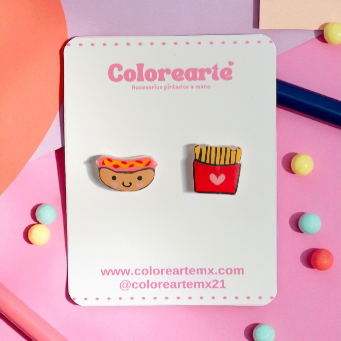 Aretes cortos - Fries dog